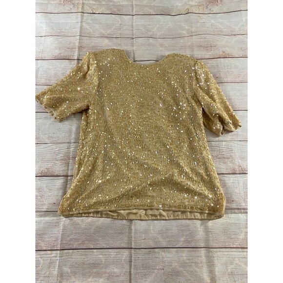 Vintage Gunnit Fashions New York Gold Beaded Top - Large - Picture 6 of 12